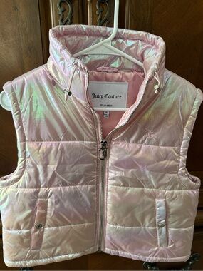 Juicy Couture Shimmery Light Pink Iridescent Puffer Vest
